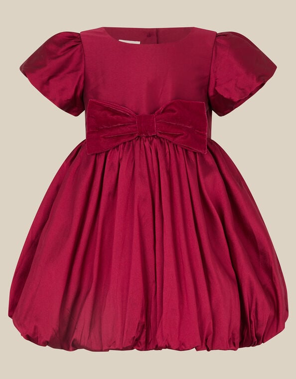Baby Velvet Bow Bubble Hem Party Dress, Red (RED), large