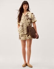 Carly Tropical Embroidered Shirt, Ivory (IVORY), large