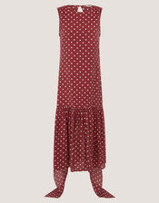 Claire Polka Dot Midi Dress, Red (BERRY), large
