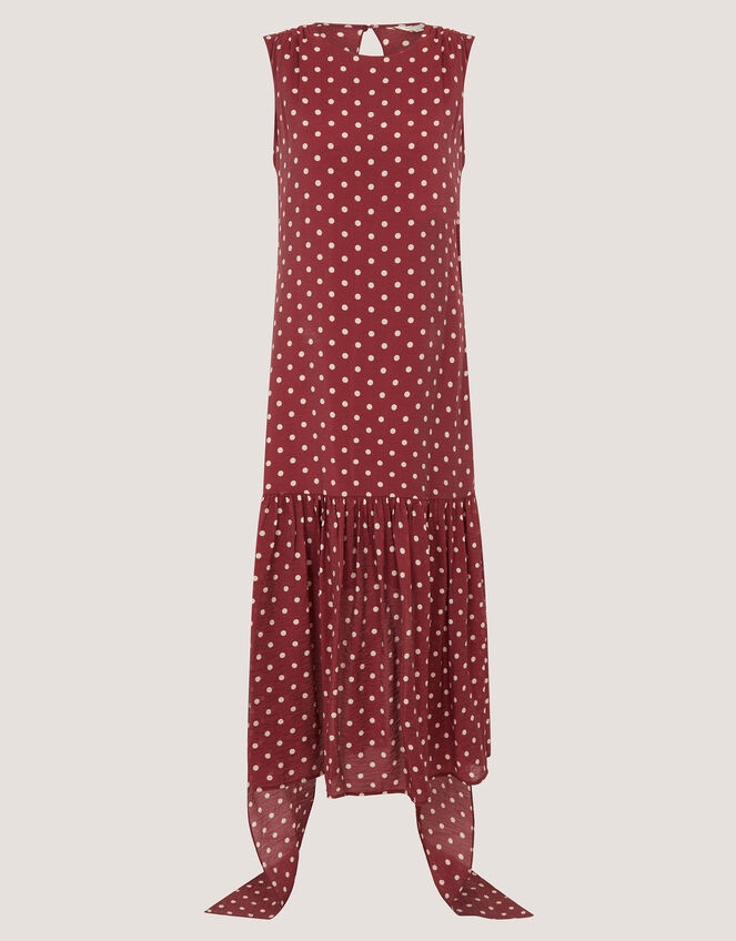 Claire Polka Dot Midi Dress, Red (BERRY), large