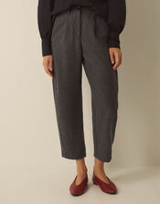 Orla High Waisted Barrel Leg Trousers, Grey (CHARCOAL), large