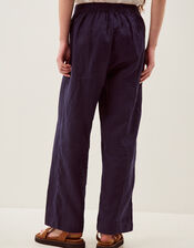 Lucy Regular Straight Leg Linen Trousers, Blue (NAVY), large