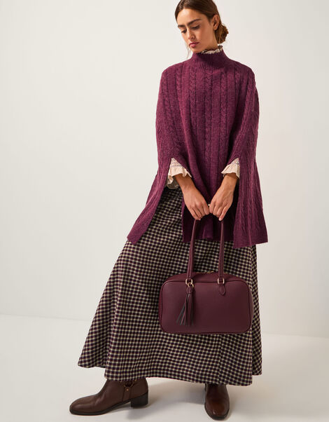 Carrie Cable Knit Poncho, , large