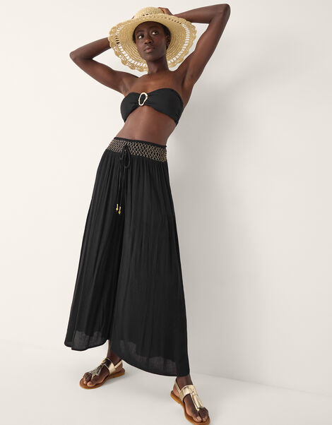 Billie Wide Leg Beach Trousers, Black (BLACK), large