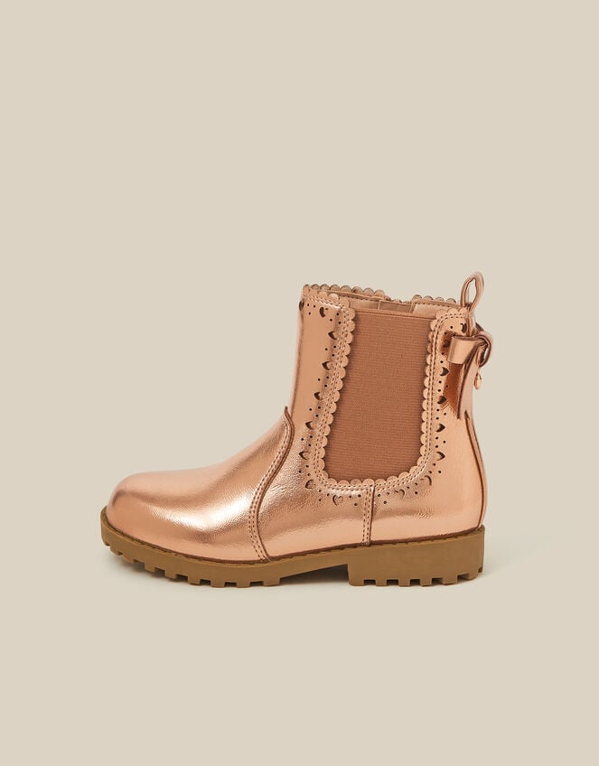Metallic Chelsea Boots, Gold (ROSE GOLD), large