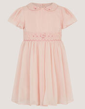 Baby Romee Puff Sleeve Embroidered Party Dress, Pink (PALE PINK), large