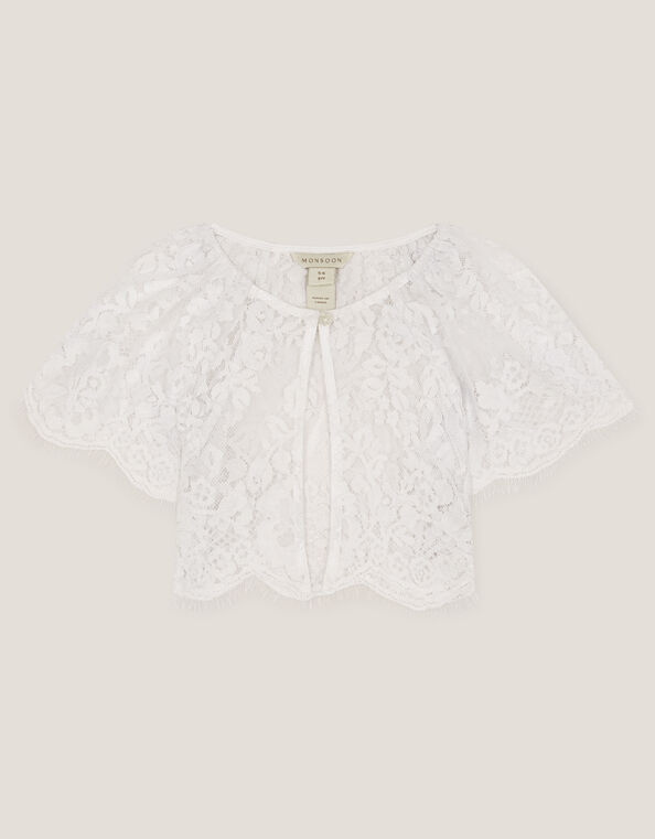 Lola Lace Short Sleeve Cover Up, White (WHITE), large