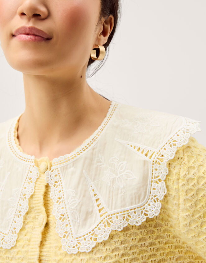 Cary Lace Collar Cardigan, Yellow (YELLOW), large