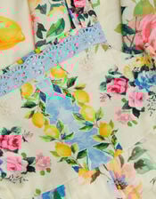 Amalfi Lemon Print Hanky Hem Dress, White (WHITE), large