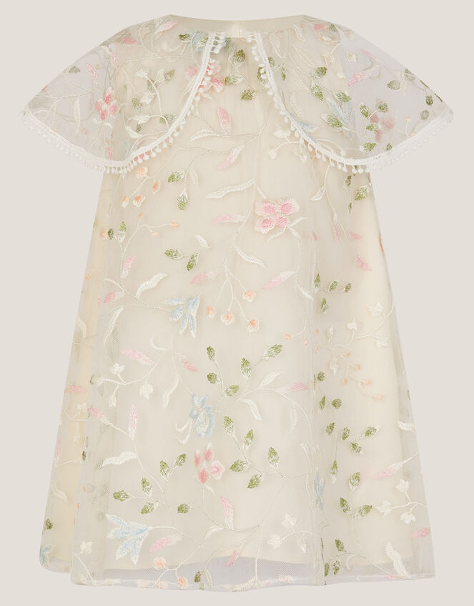 Baby Floral Embroidered Cape Party Dress, Multi (MULTI), large