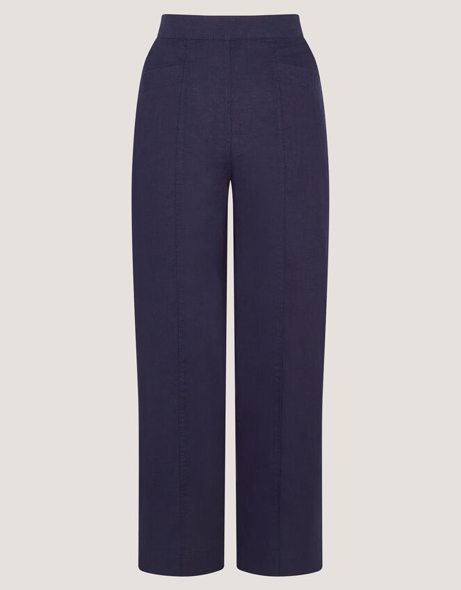Lucy Short Straight Leg Linen Trousers, Blue (NAVY), large