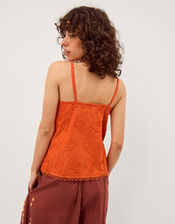 Rosie Embroidered Cami Top, Orange (ORANGE), large