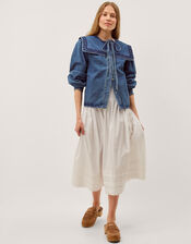 Livvy Square Collar Denim Jacket, Blue (MID AUTHENTIC BLUE), large