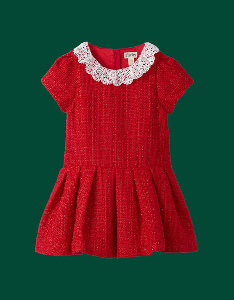 Hatley Lace Collar Boucle Party Dress, Red (RED), large