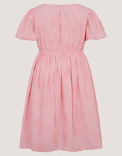 Puff Sleeve Floral Embroidered Dress, Pink (PINK), large