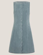 Rudi Sleeveless Scallop Mini Dress, Blue (BLUE), large
