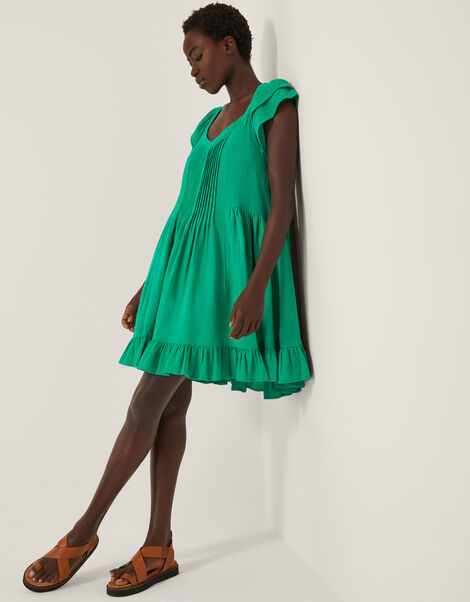 Maryam Frill Mini Swing Dress, Green (GREEN), large
