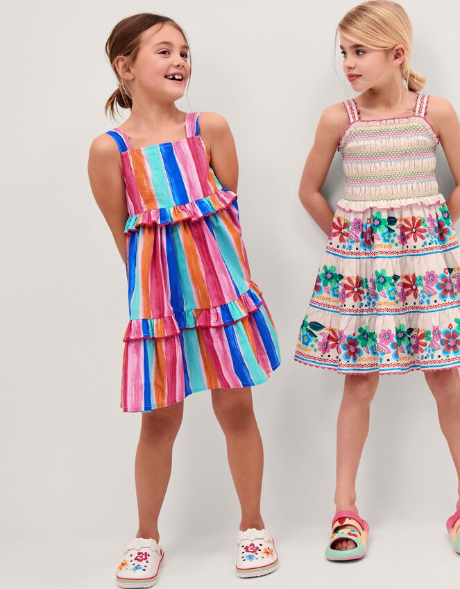 Rainbow Stripe Tiered Dress, Multi (MULTI), large