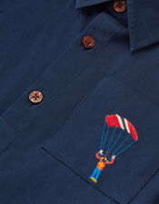 London Embroidered Twill Shirt, Blue (BLUE), large