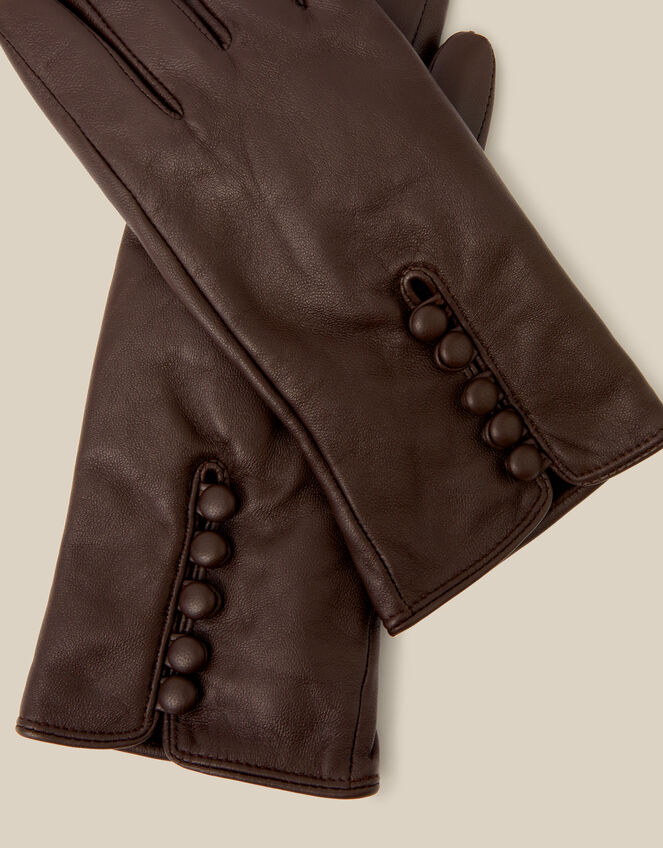 Lara Leather Gloves, Brown (CHOCOLATE), large