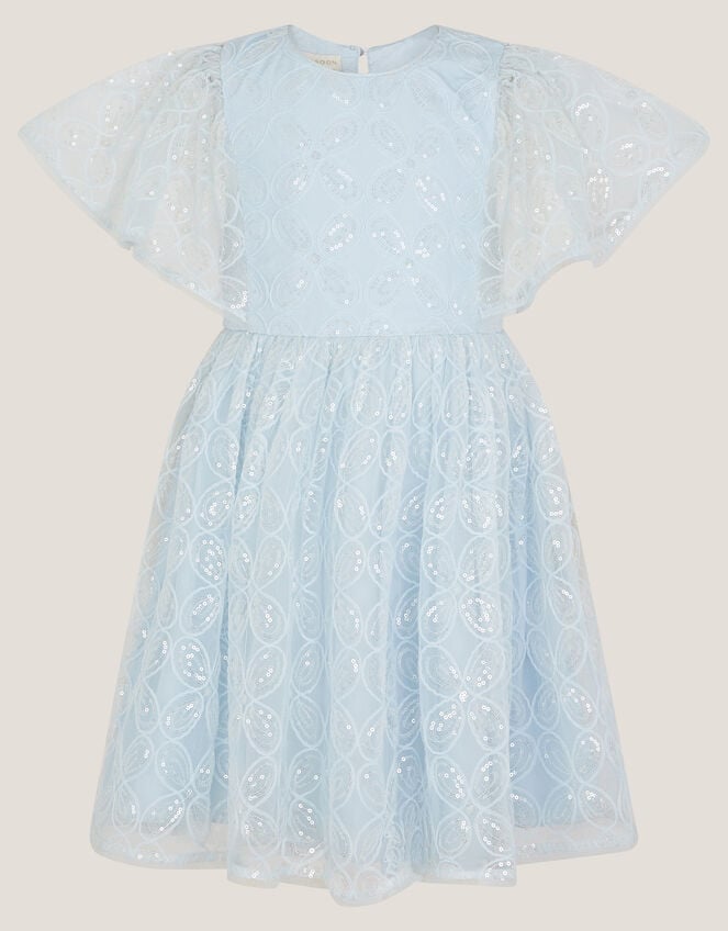 Ahanna Flutter Sleeve Sequin Party Dress, Blue (PALE BLUE), large