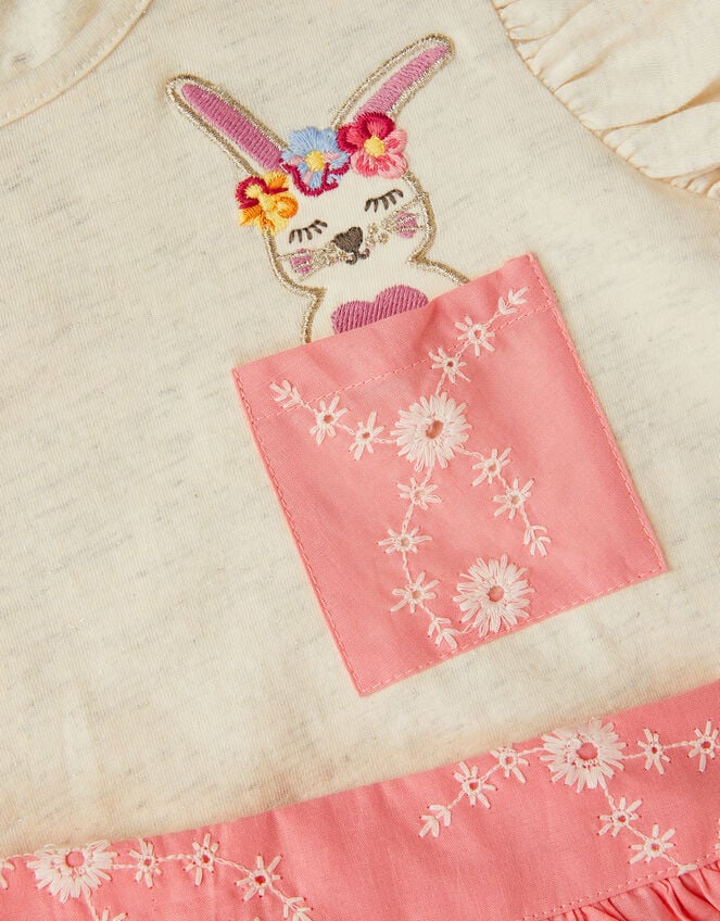 Bunny T-Shirt & Broderie Skort Set, Pink (PINK), large
