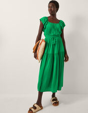 Isabela Square Neck Midi Dress, Green (GREEN), large