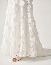 Clare Floral Embroidered Bardot Wedding Dress, Ivory (IVORY), large