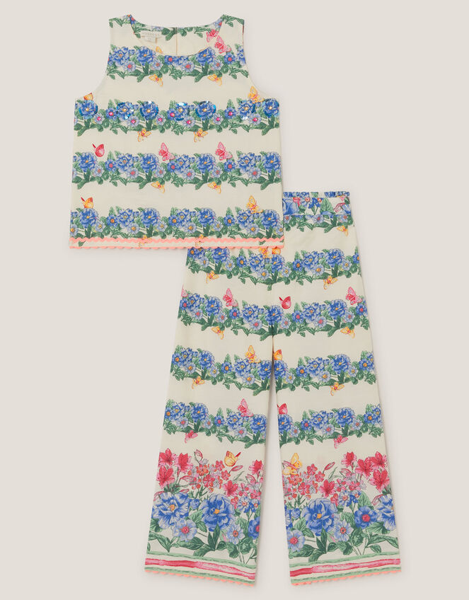 Clara Floral Print Top & Trouser Set, Ivory (IVORY), large