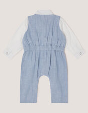 Newborn Arlo Waistcoat Romper, Blue (BLUE), large