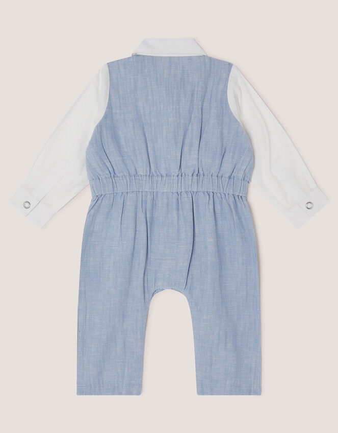 Newborn Arlo Waistcoat Romper, Blue (BLUE), large