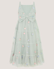 Luna Floral Embroidered Mesh Dress, Green (SAGE), large