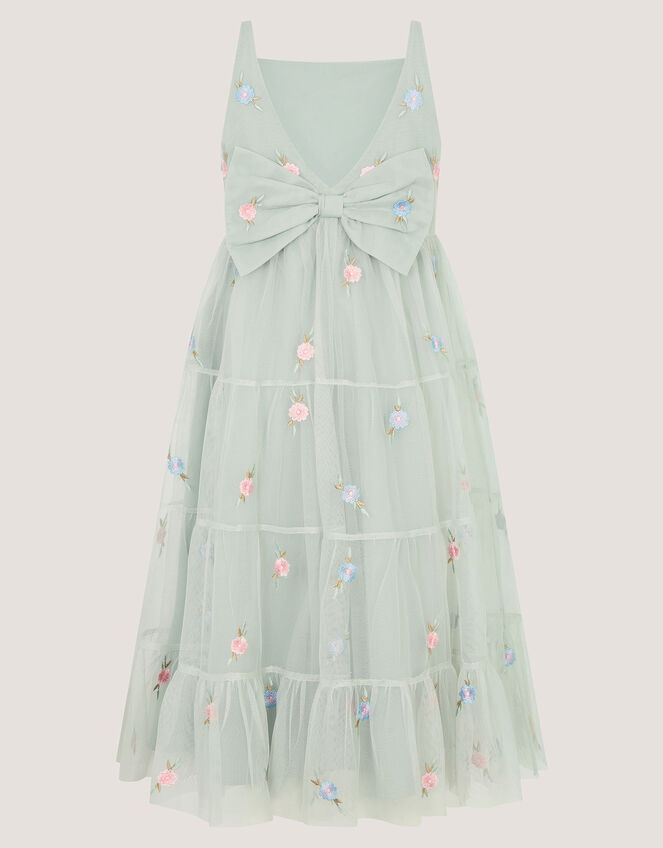 Luna Floral Embroidered Mesh Dress, Green (SAGE), large