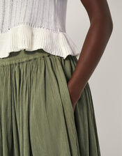 Bethany Crinkle Midi Skirt, Green (KHAKI), large