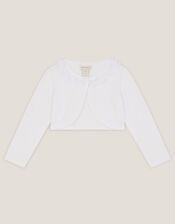 Baby Ottilie Appliqu&eacute; Rose Cardigan, White (WHITE), large