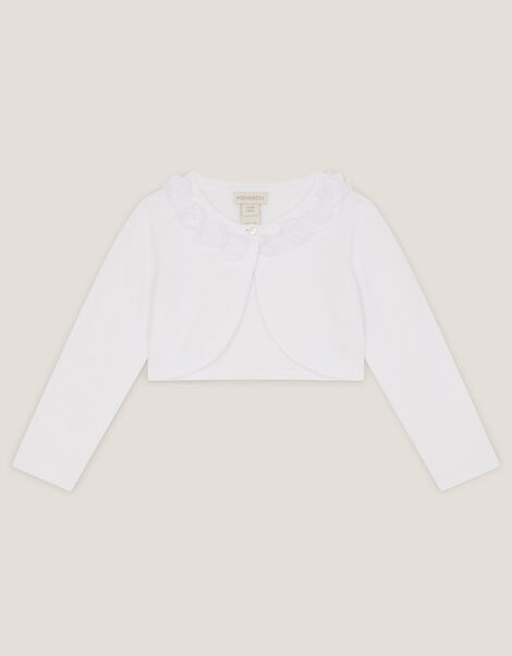 Baby Ottilie Appliqu&eacute; Rose Cardigan, White (WHITE), large