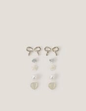5-Pack Bow & Pearl Stud Earrings, , large