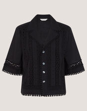 Irina Lace Trim Shirt, Black (BLACK), large