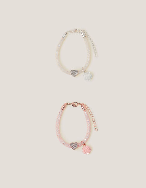 2-Pack Heart & Rose Tube Bracelets, , large