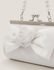 Satin Rose Bow Mini Bag, Ivory (IVORY), large