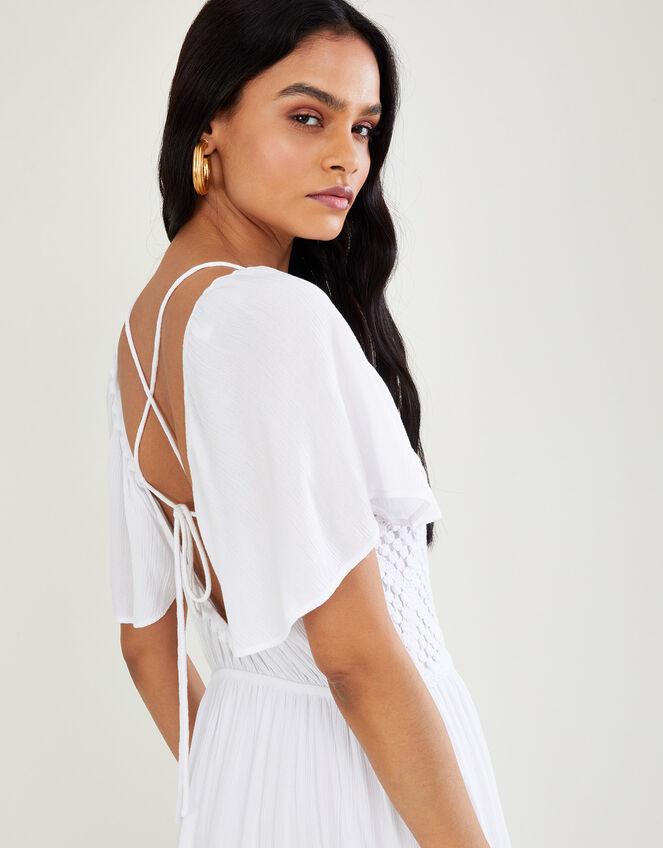 Crochet Trim Dress, White (WHITE), large