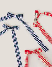 4-Pack Mini Gingham Bow Hair Clips, , large
