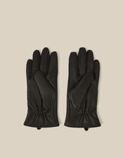 Sadie Bow Leather Gloves, Black (BLACK), large
