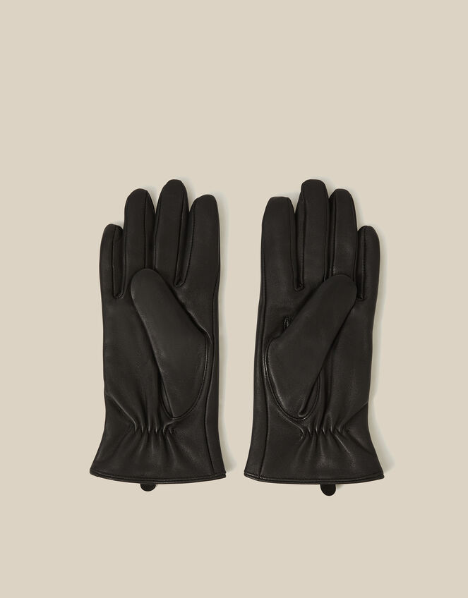 Sadie Bow Leather Gloves, Black (BLACK), large