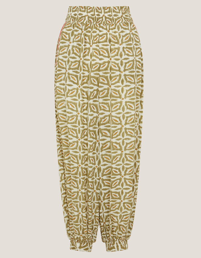 Elma Print Balloon Trousers, Green (KHAKI), large