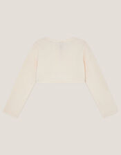 Sequin Flower Embellished Cardigan, White (WARM IVORY), large