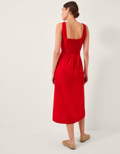 Nell Linen Blend Sleeveless Midi Dress, Red (RED), large