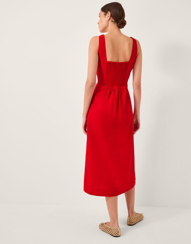 Nell Linen Blend Sleeveless Midi Dress, Red (RED), large