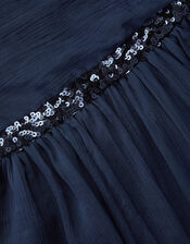 Sequin One Shoulder Prom Dress, Blue (NAVY), large