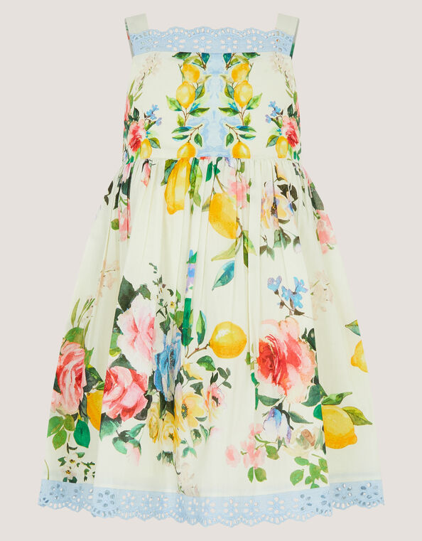 Baby Amalfi Lemon Print Dress, White (WHITE), large